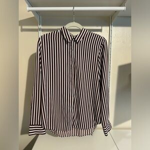 Silky Striped Button-Up Shirt